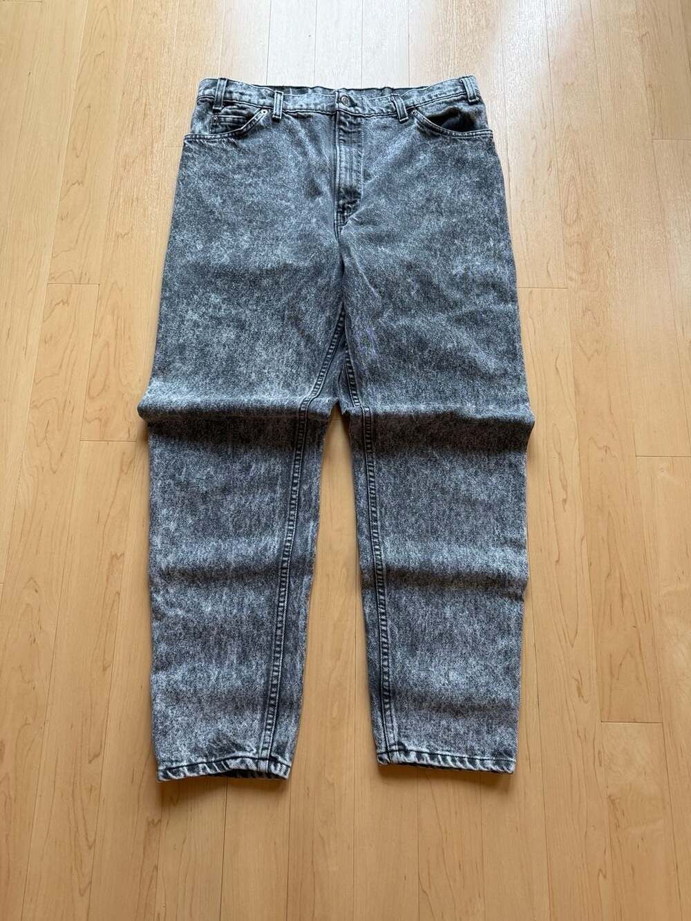 1990 Levi's 550 Relaxed Fit Acid Wash Black/Grey Denim Jeans